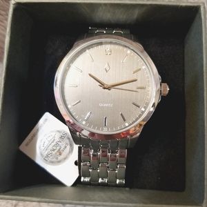 Nic & Syd mens watch with genuine Swarovski crystals. Silver tone.